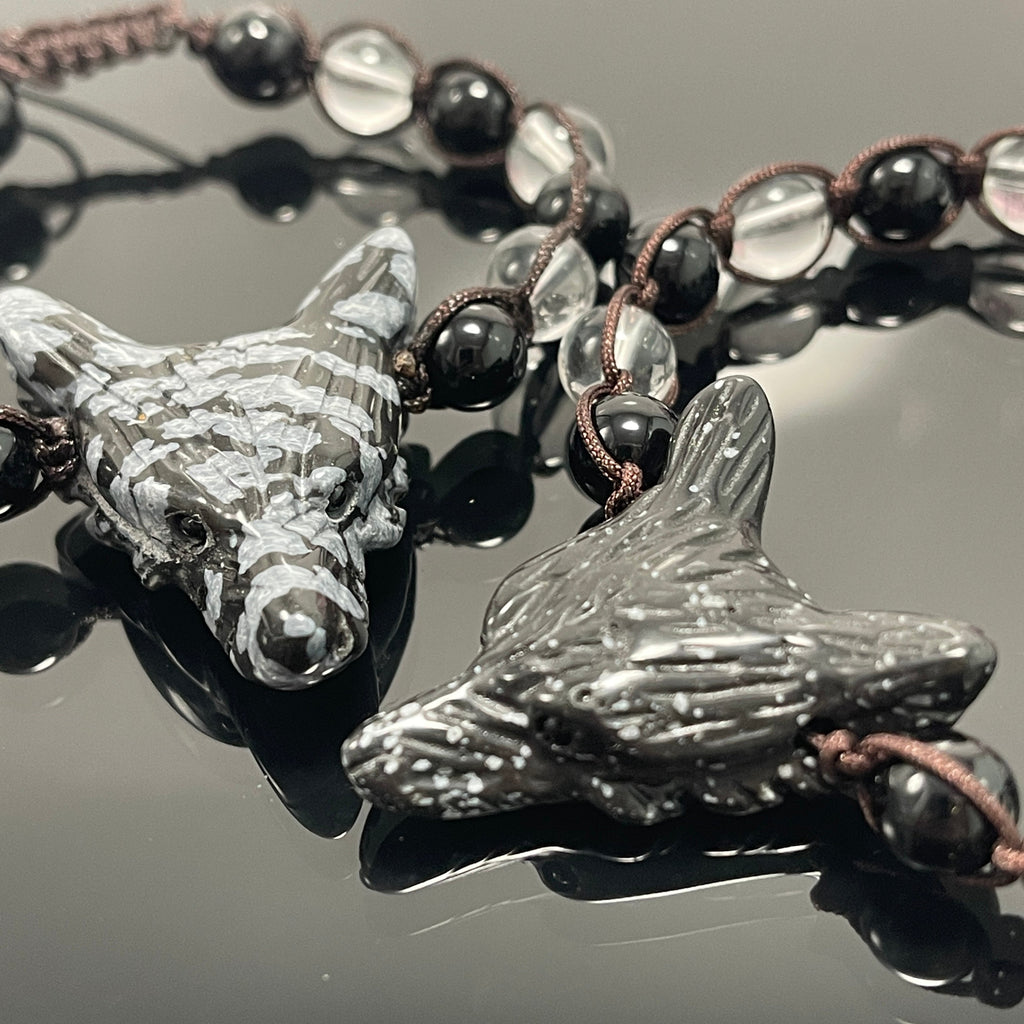 Wolf Spirit Animal Gemstone woven bracelet