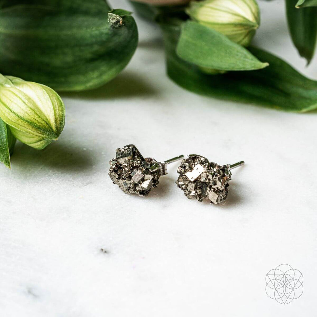 Pyrite Earrings of Wealth