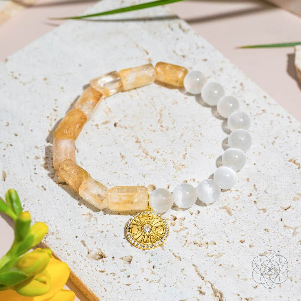 Quartet of Luck - Citrine & Selenite Bracelet of Serendipity