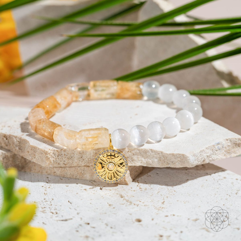 Quartet of Luck - Citrine & Selenite Bracelet of Serendipity