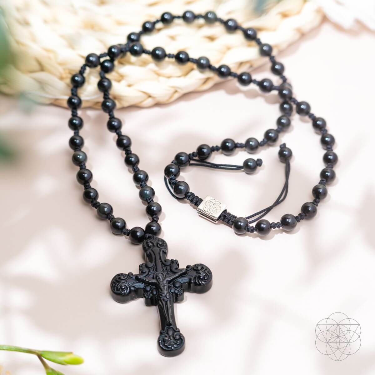 Sacred Armor: Black Obsidian Cross of Faith & Protection